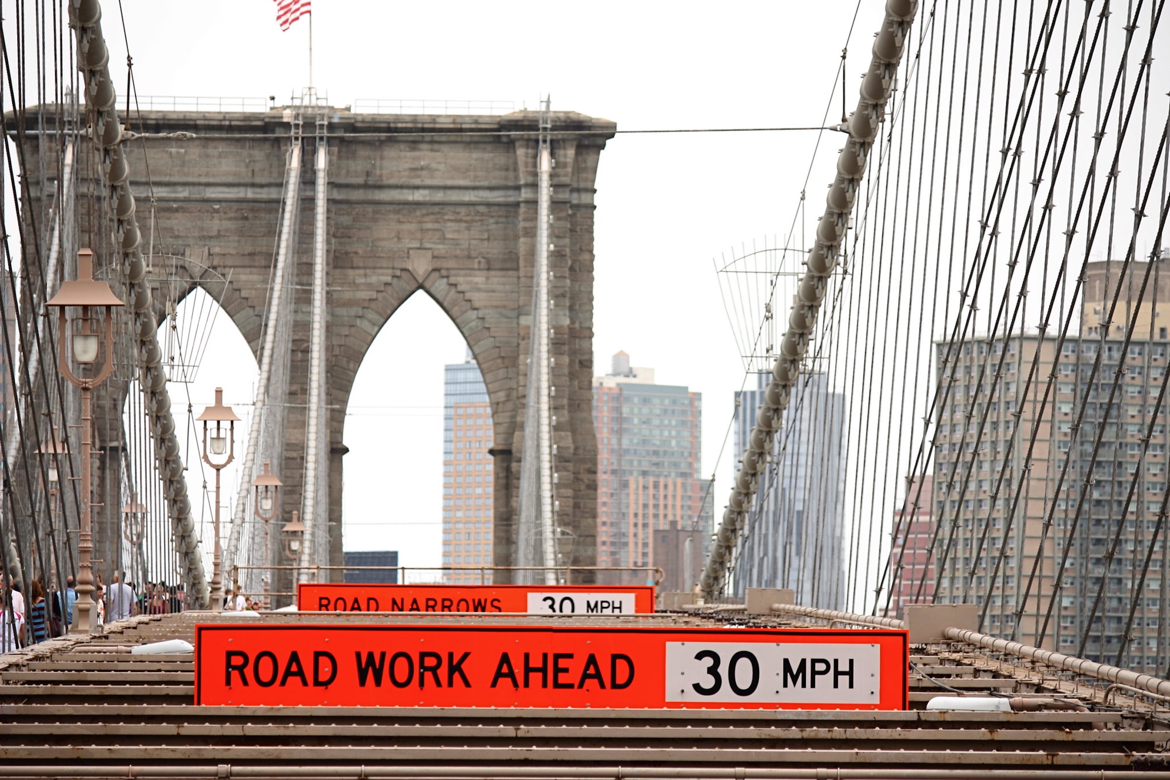 Photo Brooklyn Bridge work: Road work ahead by flickr member Keturah Stickann