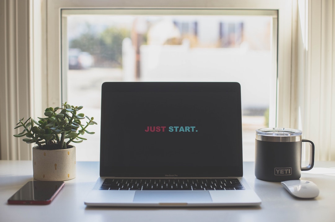 Image of a computer screen saying Just Start