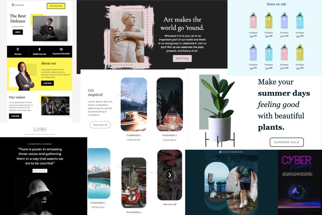 Image of different templates showing design trends for 2023
